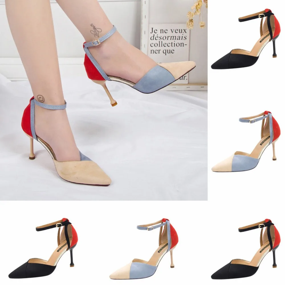 YOUYEDIAN/Женская обувь с ремешком на пятке Разноцветные женские туфли высоком