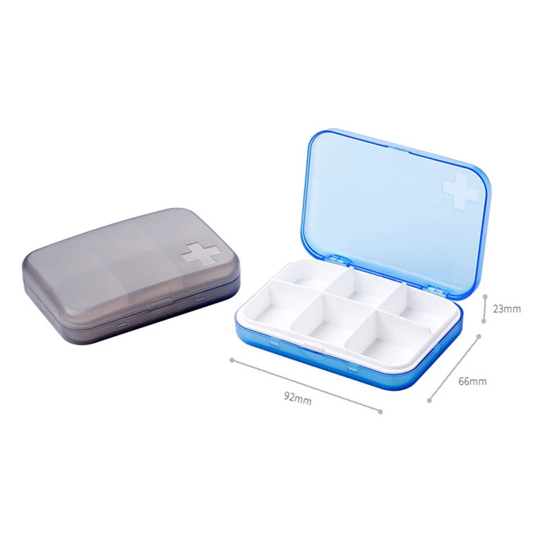 Портативная 6 решеток карманная коробка для таблеток органайзер пластиковая