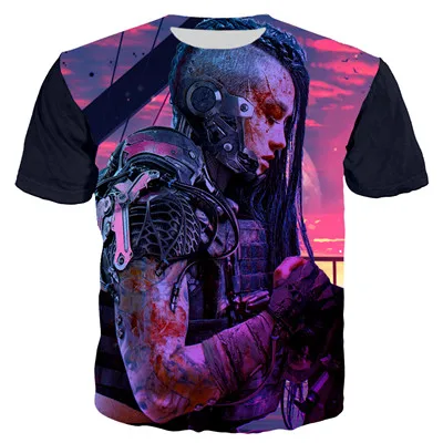 YX Girl летние унисекс топы тройники Retrowave synthwave Rifle Женская футболка для мужчин и женщин с коротким рукавом и круглым вырезом Футболка уличная одежда - Цвет: color as picture