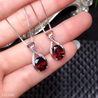 kjjeaxcmy fine jewelry 925 sterling silver inlaid natural garnet gemstone female necklace pendant set support test
