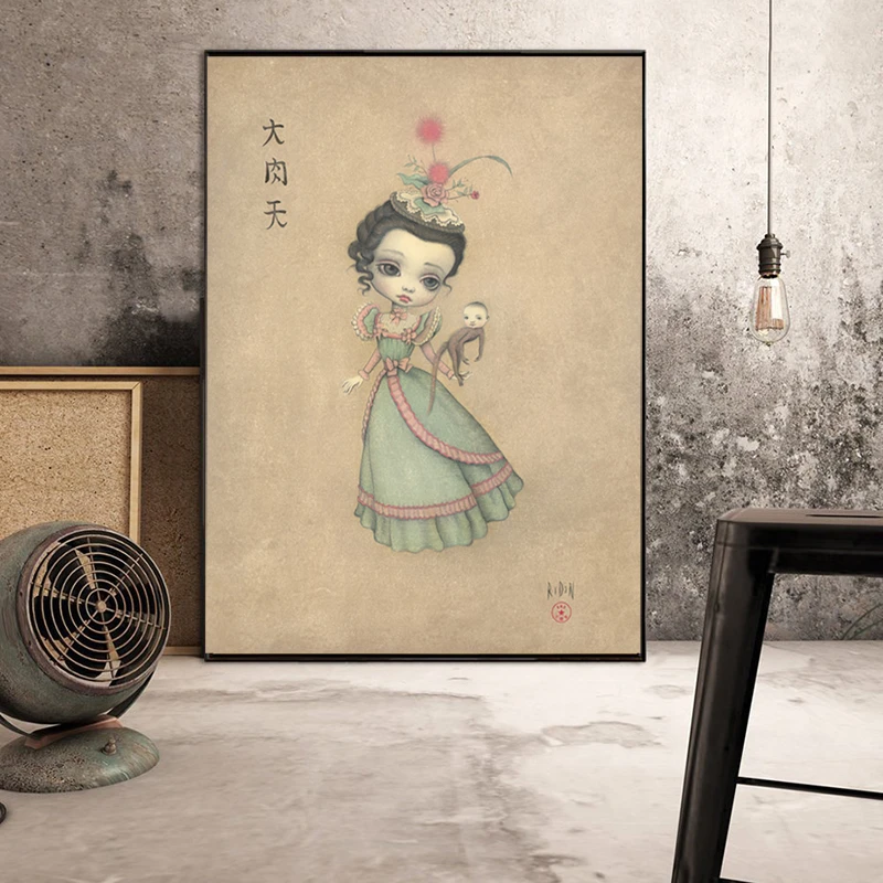 The Girl In Green Dress By Mark Ryden настенные художественные плакаты на холсте принты пейзаж
