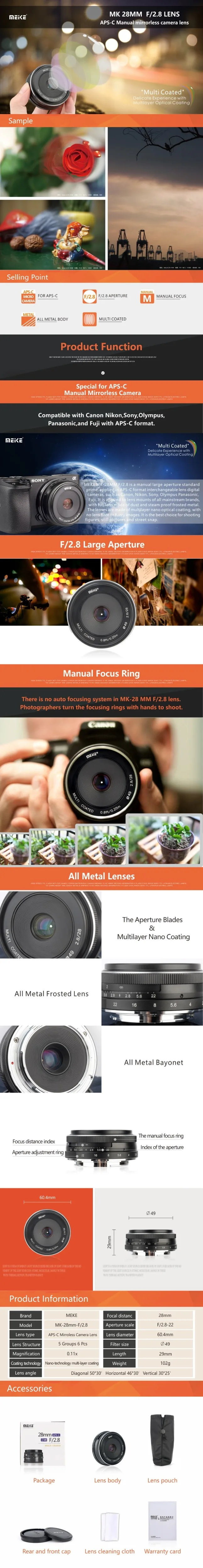 Meike MK-FX-28mm-f/2,8 фиксированный объектив с ручной фокусировкой для ЖК-дисплея с подсветкой Fujifilm Fuji X Камера X-E3 X-T3 X-T2 X-T2 X-T20 X-T100 X-PRO2 X-PRO1