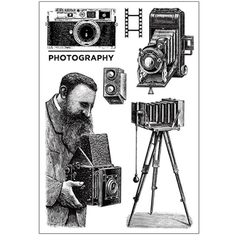 Клейма для скрапбукинга "Камеры" - прозрачный силиконовый штамп для декорирования фотоальбомов в стиле DIY (сделай сам) 00271.