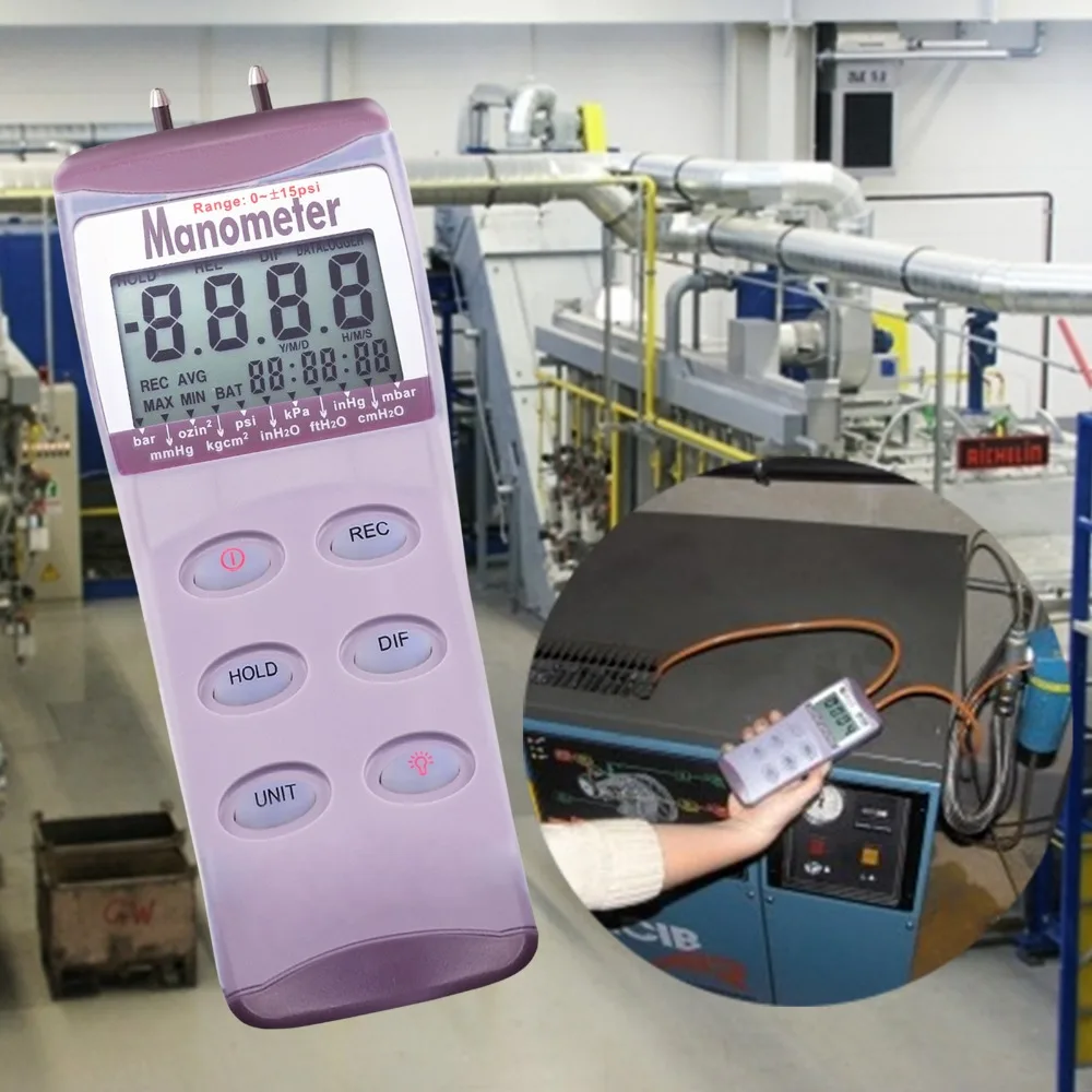 Цифровой манометр и Дифференциал воздуха Манометр давления psi кПа mmHg mbar inHg кг/cm2