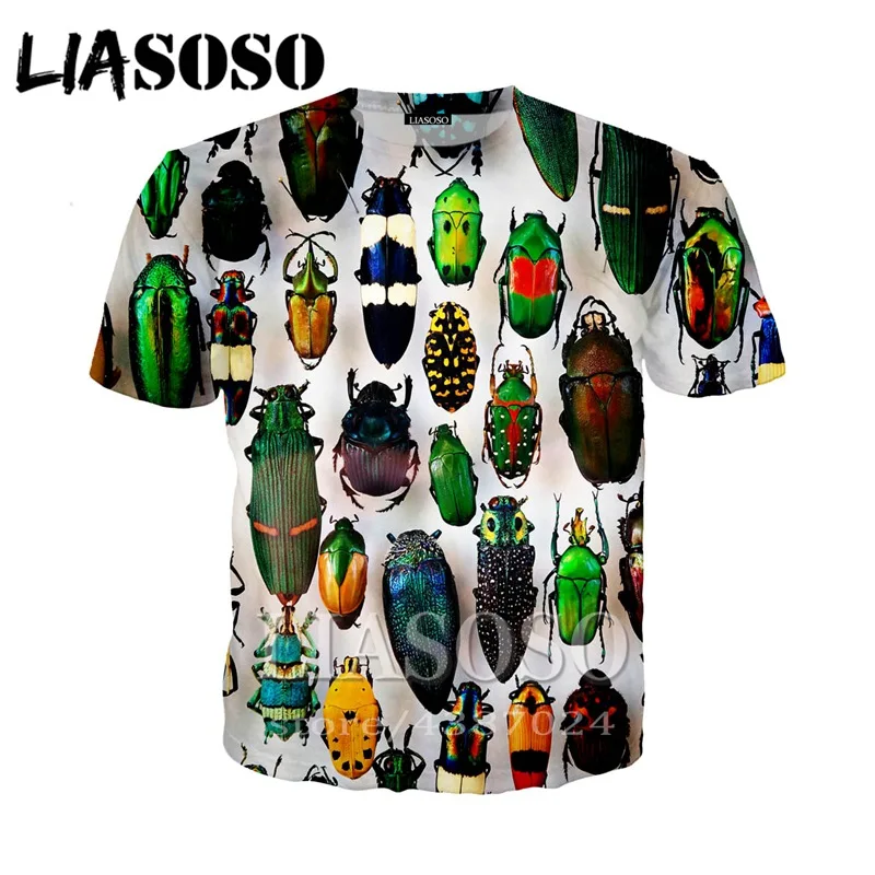 LIASOSO для женщин Футболка modis уличная насекомых хип хоп homme 2019 3d печати пальто в