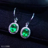 kjjeaxcmy fine jewelry 925 sterling silver inlaid natural emerald green female earrings support re examination