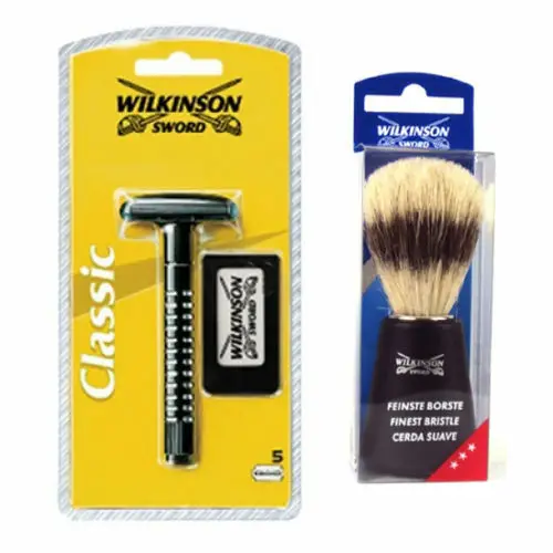 Wilkinson Sword Классическая Безопасная бритва для влажного бритья с кистью и лезвиями