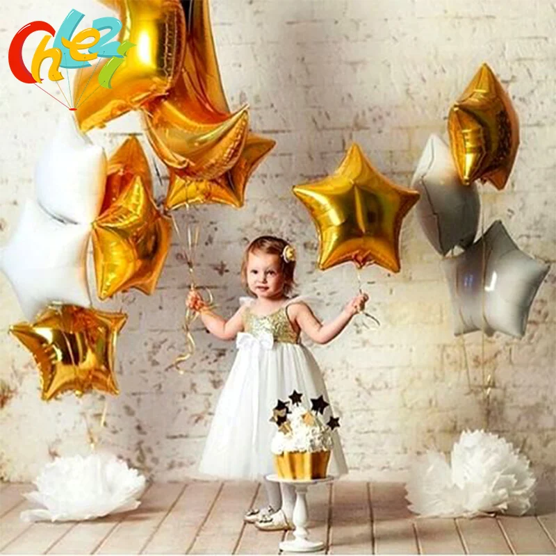 10 Pcs 18 Inch Star Foil Balloons Baby Shower Globos Pure color Helium Birthday 1st Party Supplies Wedding Decorations | Дом и сад