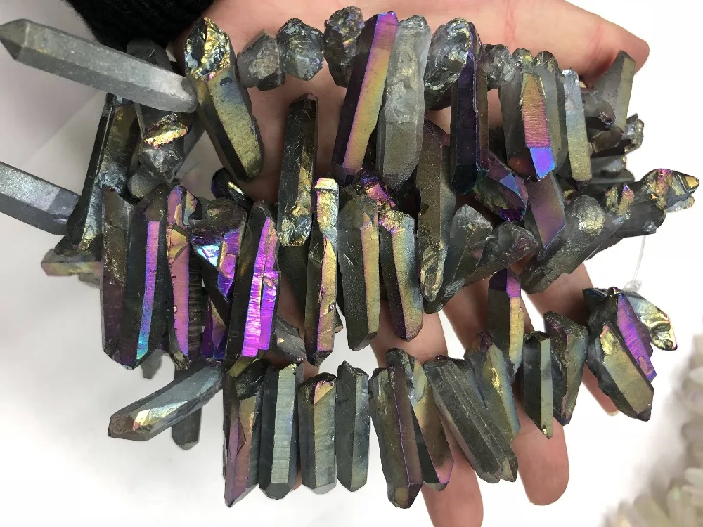 

8-12x20-45mm Natural Turri Quartzs Purple Colour Wand Worry stone Semi Precious Loose beads Strand 15 inches Wholesale For DIY