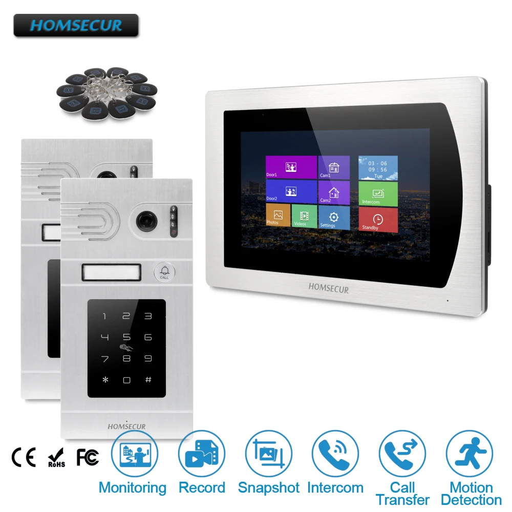 

HOMSECUR 7" Video Door Entry Phone Call System+One Button Unlock for Apartment BC071-S + BM717-S
