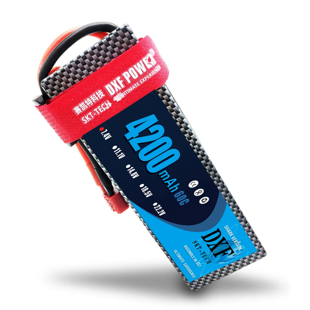 Аккумулятор литий-полимерный DXF POWER 4200mAh Lipo 2S 7.4V 60C 120C в жестком корпусе для RC автомобилей, лодок, дронов, роботов, грузовиков FPV.