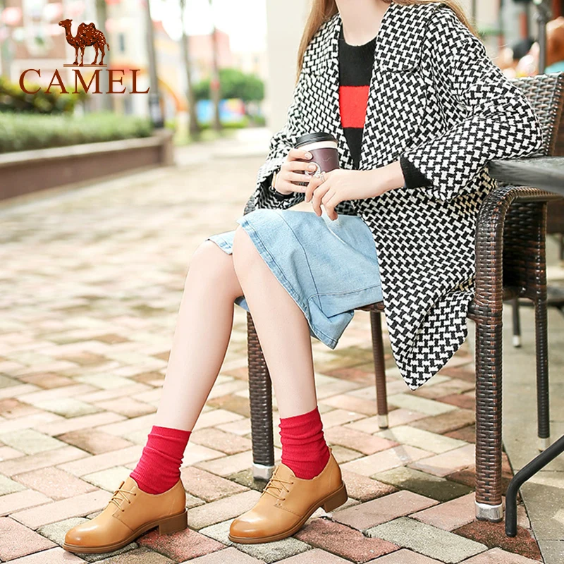 CAMEL New Women Single Shoes For Ladies Genuine Leather Med Heel Pumps Spring Collect Retro Casual Crosstied Dress | Обувь