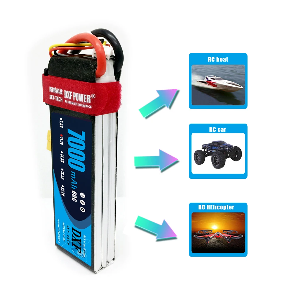 

DXF Li-Poly Battery 11.1V 7000mAh60C MAX120C 3S RC Car Lipo Bateria Multicopter Quadcopter Race Car Drone Traxx truck