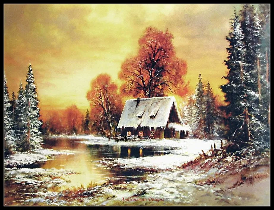 

Embroidery Counted Cross Stitch Kits Needlework - Crafts 14 ct DMC Color DIY Arts Handmade Decor - A Melting Winter