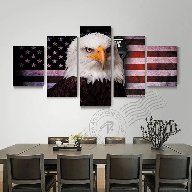 5 панельный настенный художественный принт лысый американский флаг с орлом