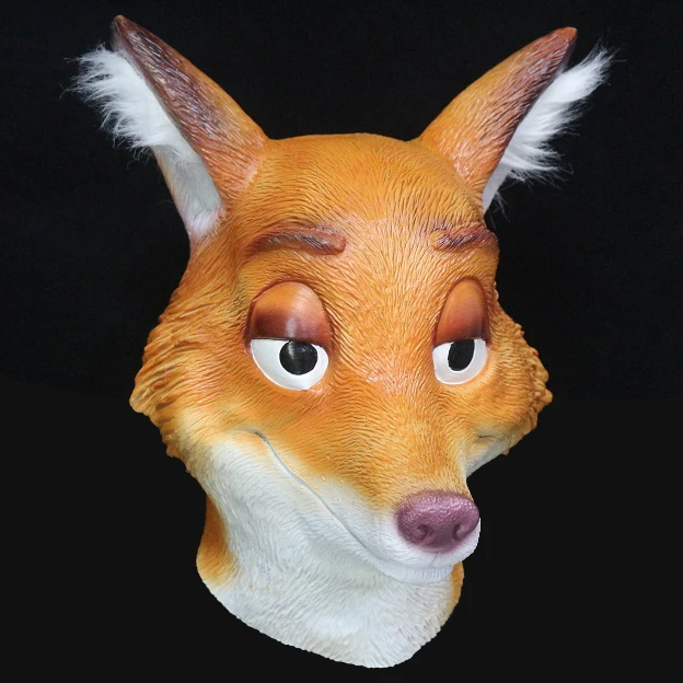 Wilde Fox Полный глава Латекс Маска карнавальная вечернее изящное платье Косплэй