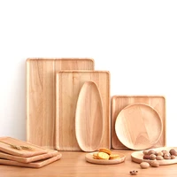 sushi snack side plates tray oblong household tea cup fruit plate wooden plate cake bread solid wood dessert plates dishes