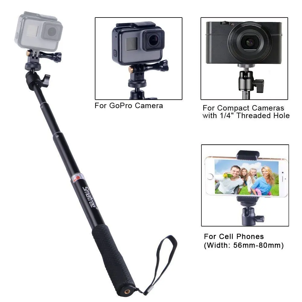 Селфи палка Smatree Q3 со штативом для экшн камер GoPro Hero 8/7/6/5 Ricoh Theta S M15 сотовых