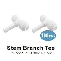 100 pack of stem branch tee 14 quick connect fitting parts for water filters and reverse osmosis ro systems