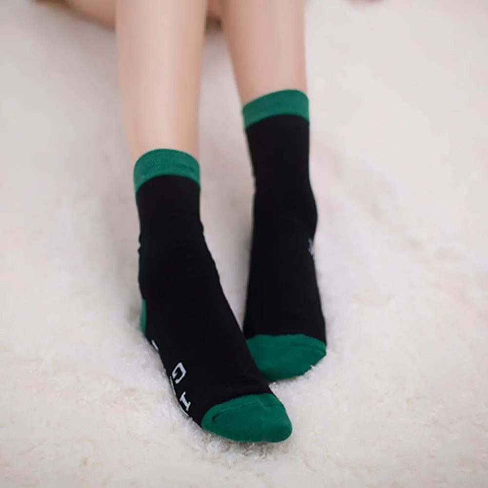 Fashion Women Men Cotton Socks Letter Print Color Patchwork Mid-calf | Женская одежда