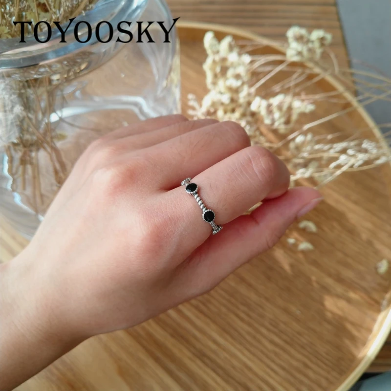 Женские открытые кольца TOYOOSKY круглые Регулируемые серебристого и черного цвета