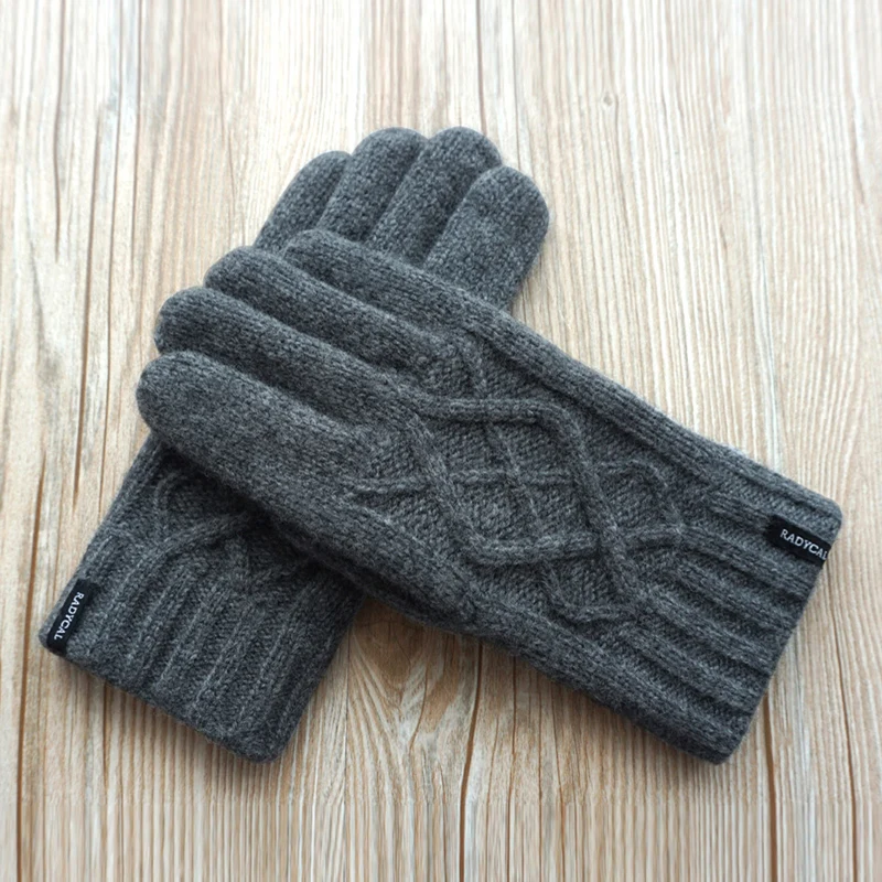 Высококачественные толстые мужские перчатки, мужские зимние теплые варежки из 100% шерсти с открытыми пальцами, вязаные теплые мужские двухс... от AliExpress RU&CIS NEW