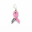 Хит продаж эмалированная розовая лента для осознания рака груди Очаровательная подвеска с застежкой-лобстером для браслета DIY ювелирные изделия