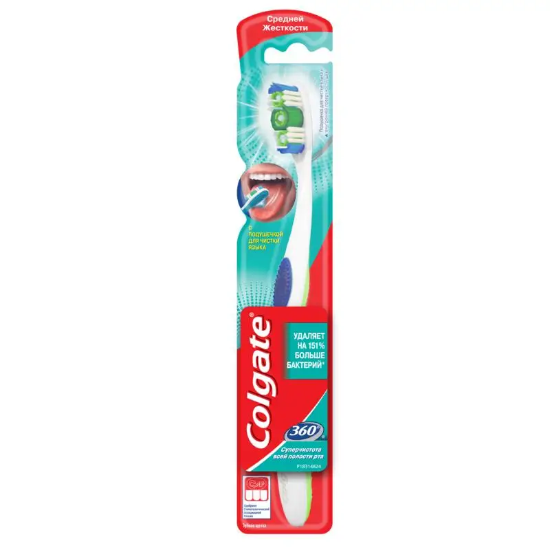 COLGATE 360 Суперчистота всей полости рта многофункциональная зубная щетка средней