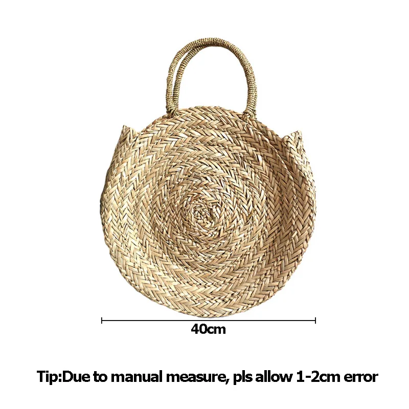 

Women Straw Bags Female Summer Beach Handbag Lady Large Capacity Vintage Circle Bag Bohemian Handmade Weave Totes Bag SS3124