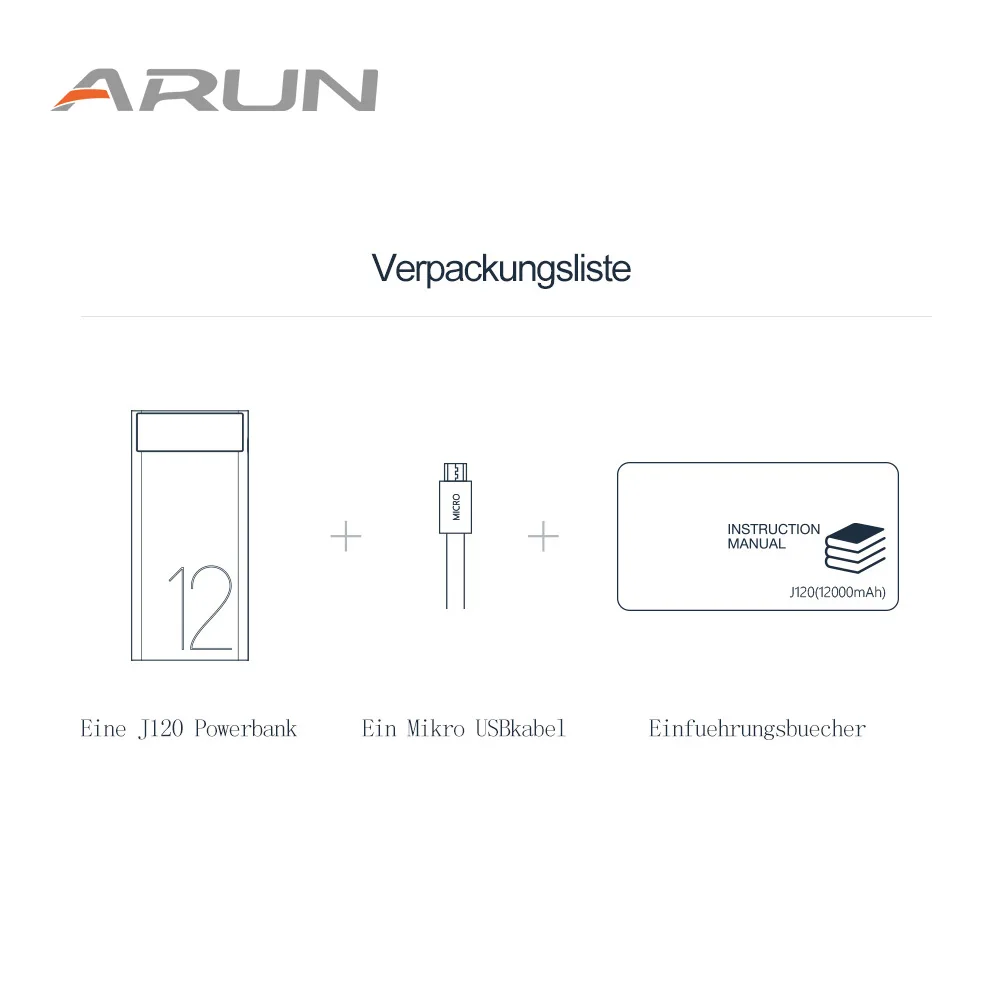 ARUN 12000 мАч Внешний аккумулятор внешний 2 USB светодиодный освещение mi ni портативное