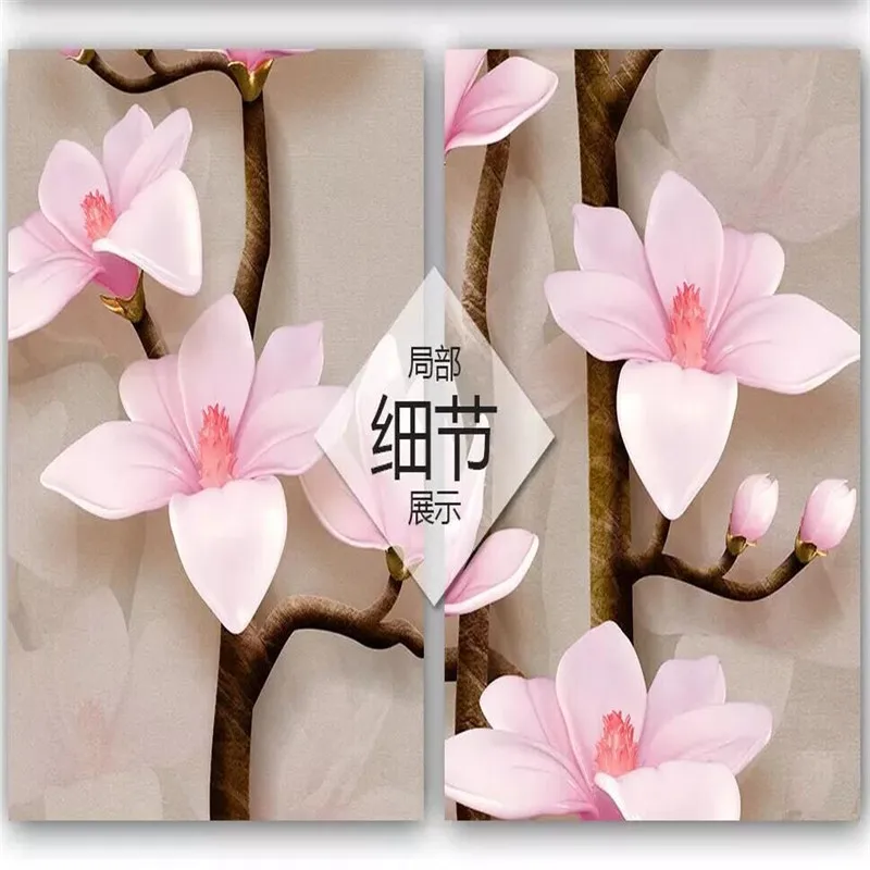 

High-definition 3d Embossed Magnolia Flying Bird Jewelry TV Wall Specializing in the production of wallpaper murals Custom home