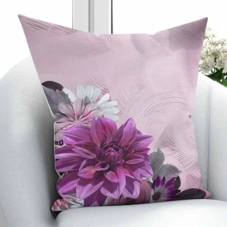 

Else Purple Vintage White Flowers Gray Floral Leaves 3D Print Throw Pillow Case Cushion Cover Square Hidden Zipper 45x45cm