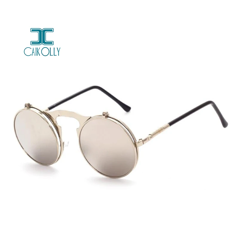 Винтажные круглые солнцезащитные очки в стиле панк из металла OCULOS de sol wo Для