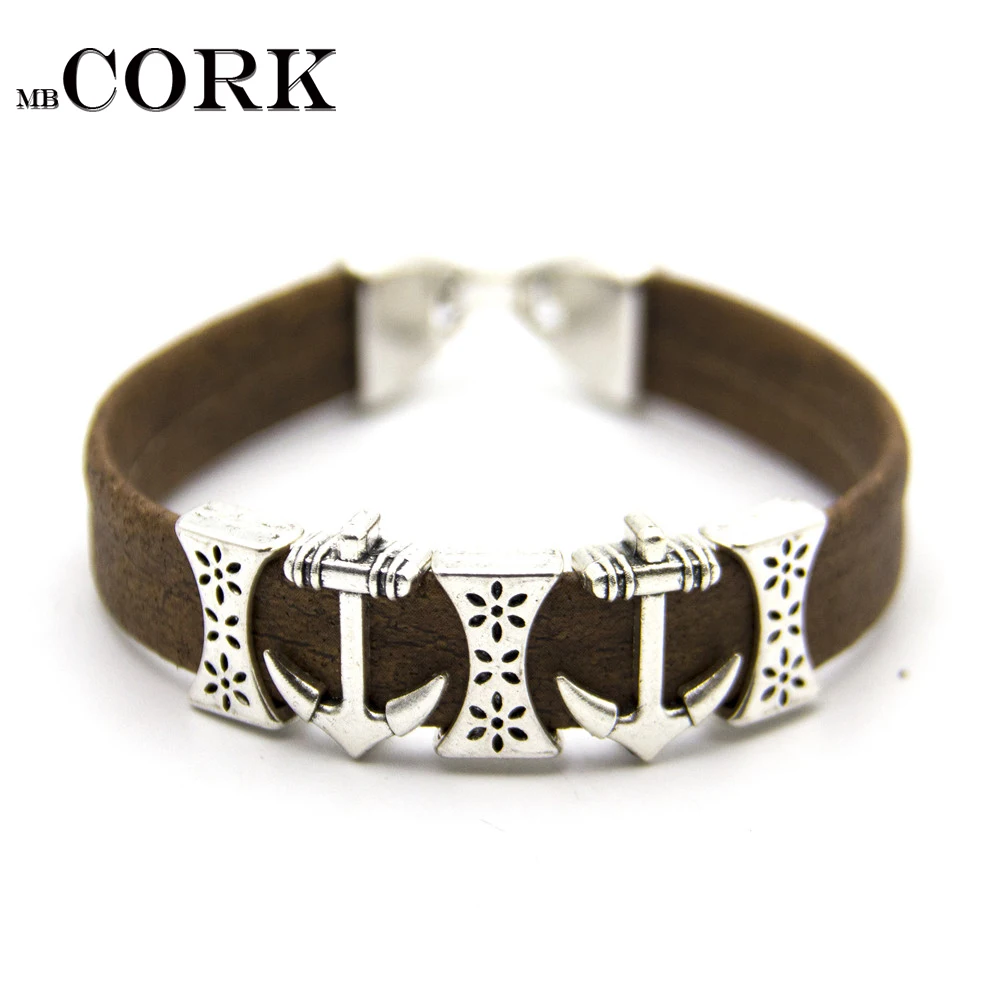 Украшения cork браслет из пробки для женщин Натуральная пробка с ручным душем, морская звезда, копье, в форме головы Будды, браслет со штурвалом, BR-259-263