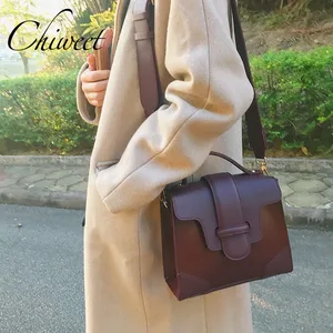 Простая Повседневная Сумка-тоут из экокожи, брендовые дизайнерские женские сумки-мессенджеры в стиле пэчворк, винтажные 2019, Сумка с широким ремнем на плечо