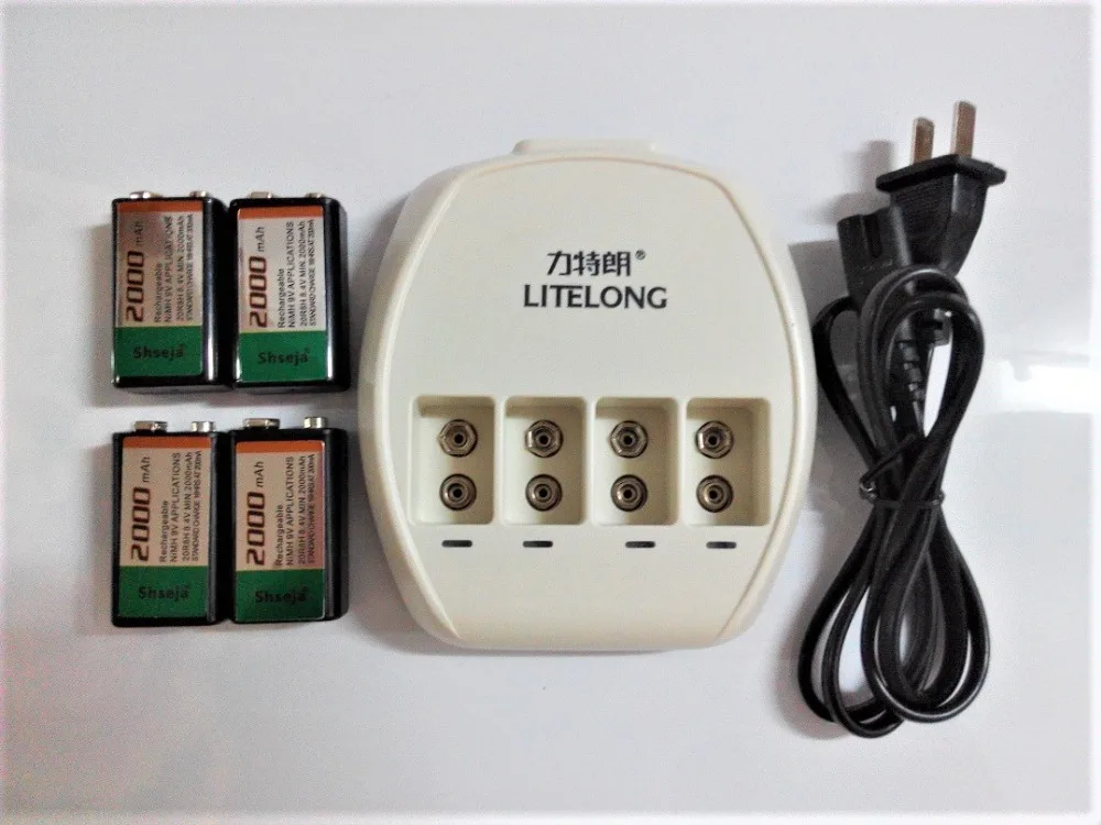 

NEW 4PCS 1000mAh SUPER BIG 9V NI-MH 9 Volt Batterie Hersteller garantie+1PCS 4-slot 9V high current charger