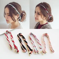 japanese and korean women temperament pearl hair style headband simple color combination hair decorated band hair accessories