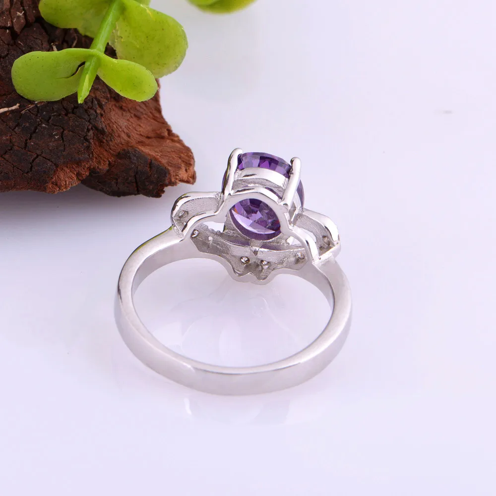 Uloveido USA Market Cheap Engagement Rings Jewelry Purple Crystal Ring Girl Wedding Accessories Silver for Women Sale J415 | Украшения и