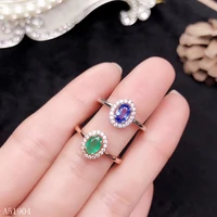 kjjeaxcmy boutique jewelry 925 sterling silver inlaid natural emerald sapphire female ring support test