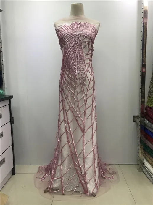 2019 Sequined Style African Mesh Tulle Net Lace Gold Sequins Party Dress Fabrics French India Guipure Embroiderey Fabric | Дом и сад
