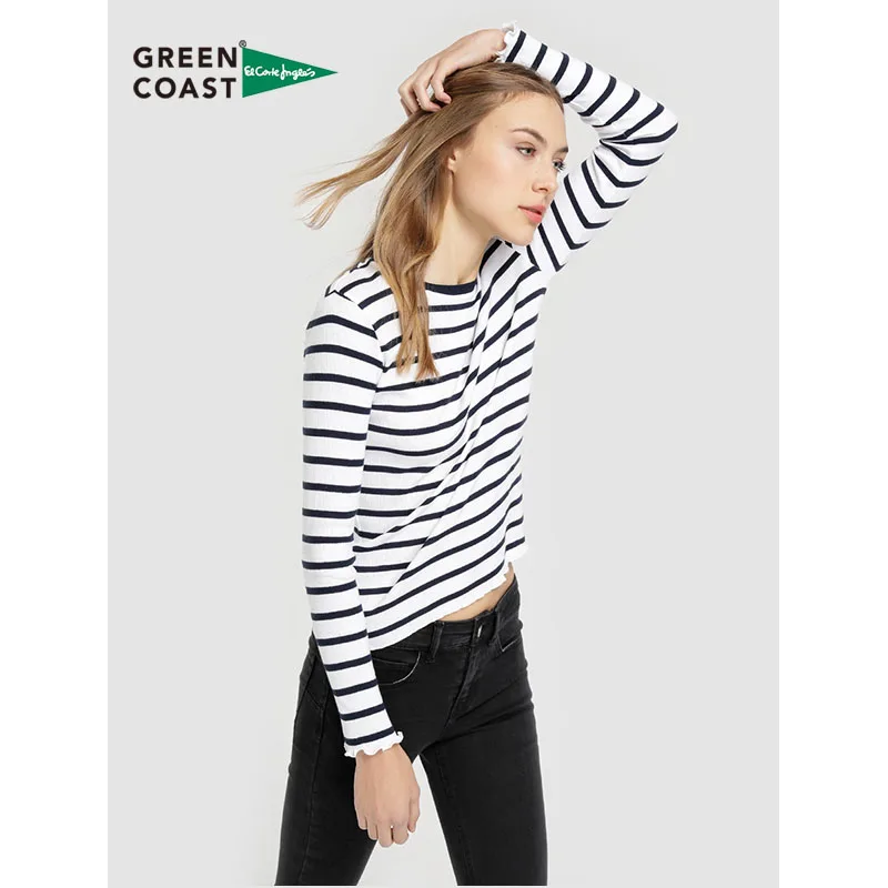 Green Coast Легкий свитер вязанная кофта джемпер полосатый рисунок длинный рукав.