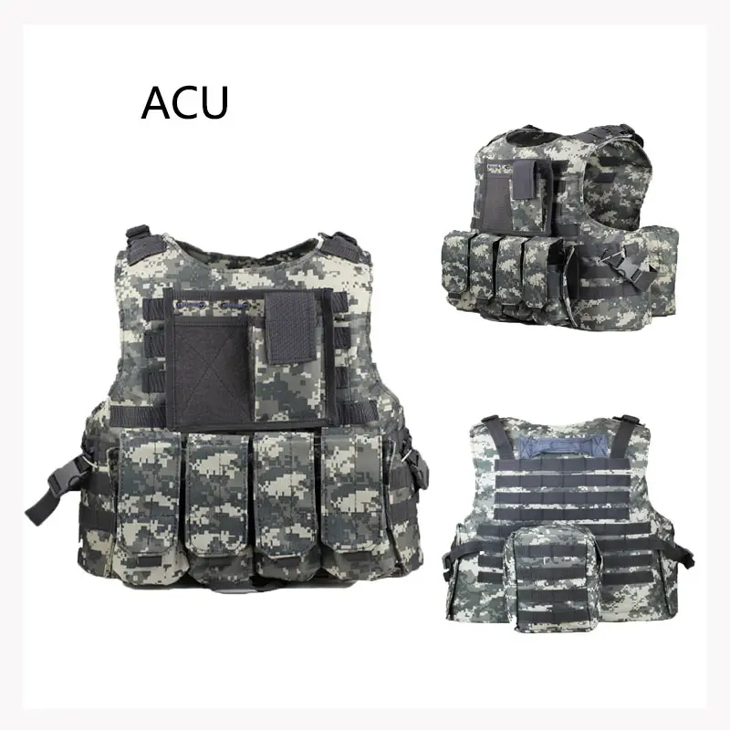 ACU Военный тренировочный жилет, тактические жилеты, штурмовые жилеты, военный бронежилет, оборудование для страйкбола, пейнтбола, жилет, регулируемые плечевые ремни - Цвет: ACU