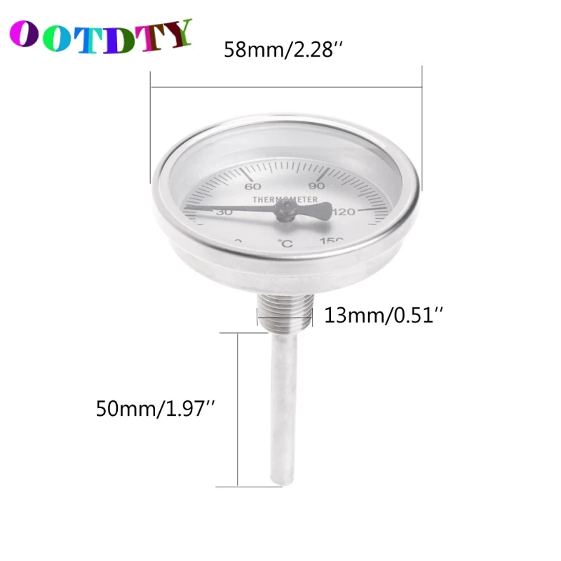 Термометр OOTDTY из нержавеющей стали с резьбой 1/4 PT кухонный измеритель