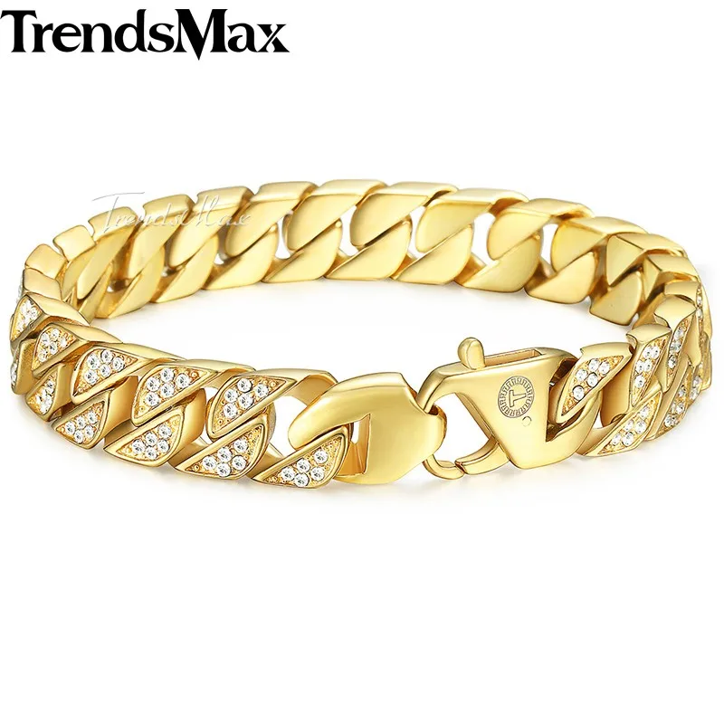 Набор украшений Trendsmax из кубинской цепи Майами с фианитами мужское ожерелье