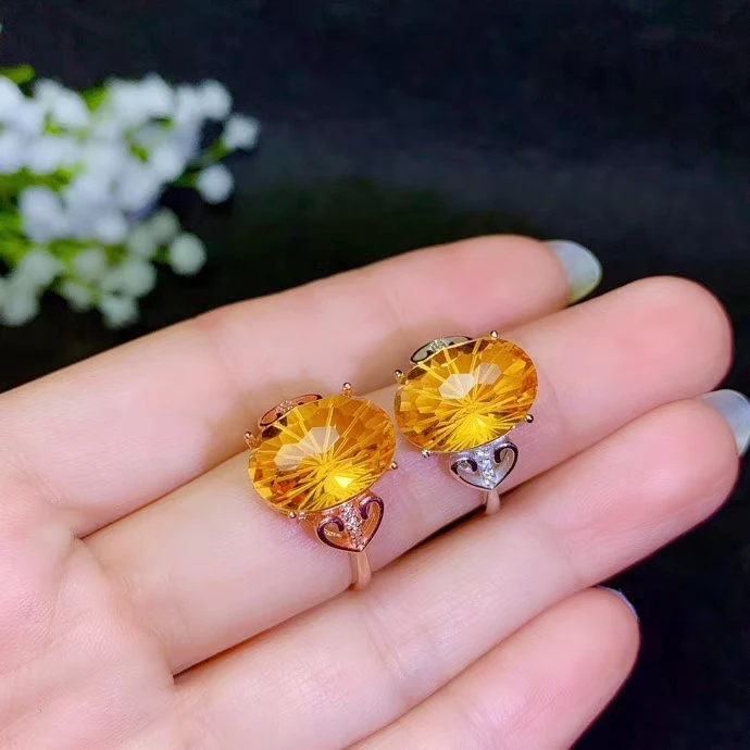 KJJEAXCMY boutique jewelry 925 sterling silver inlaid citrine gemstone female ring | Украшения и аксессуары