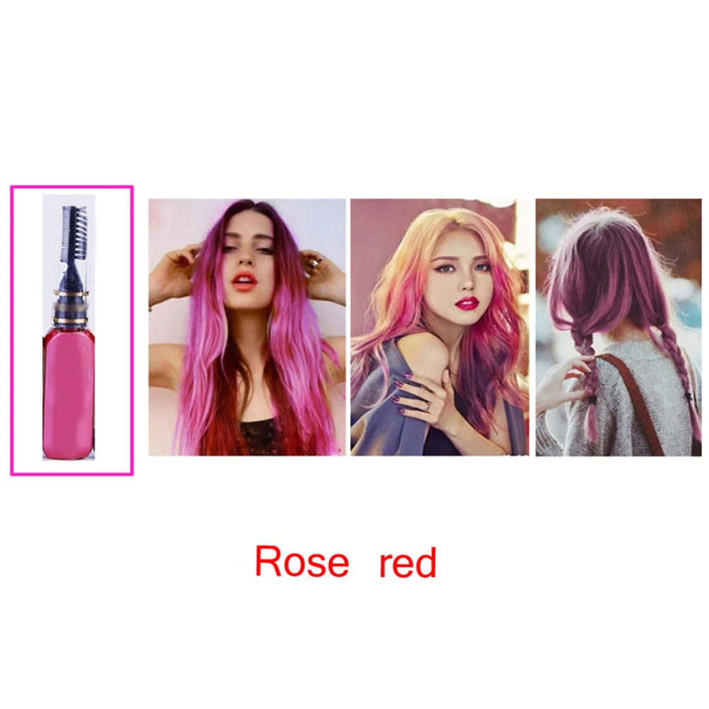 Rose Red Popfeel, 15 мл, одноразовая краска для волос, краска для волос, временная, Нетоксичная, сделай сам, краска для волос, тушь для ресниц, краска, бабушка серая, розовая, фиолетовая - Цвет: Rose Red