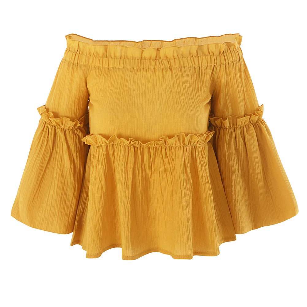 Женская модная Сексуальная Повседневная Блузка с открытыми плечами и длинным