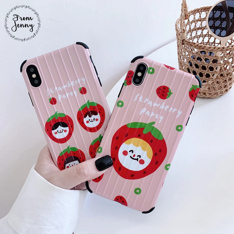 From Jenny Strawberry Cartoon Girl for iPhone x xr xs max 6 6s 7 8 Plus Illustrator Silicone Phone Soft Case |