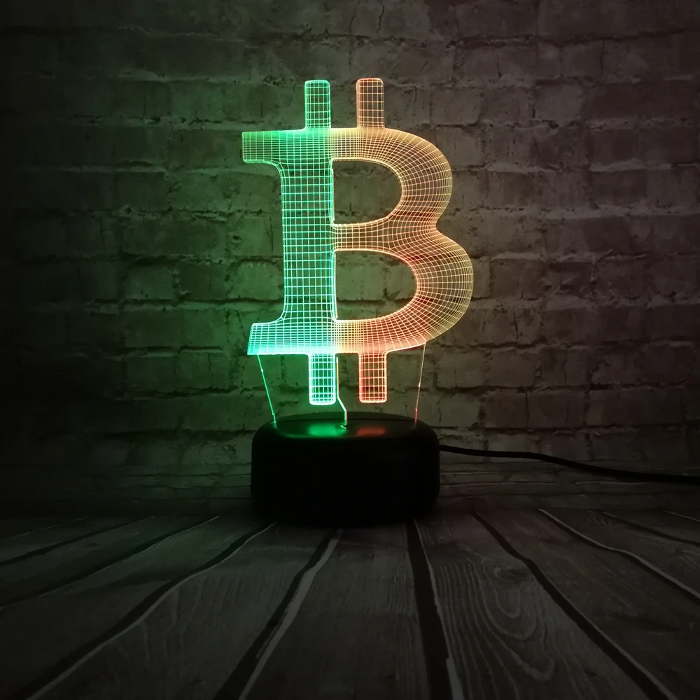 2018 новый пользовательский стиль двойной цвет 3D Биткоин ИК сенсорный Ночной