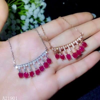 kjjeaxcmy boutique jewelry 925 pure silver inlaid natural ruby lady necklace pendant support detection